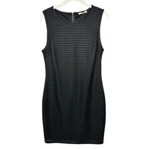 Calvin Klein Black Striped Ribbed Sleeveless Midi Dress Women's 10